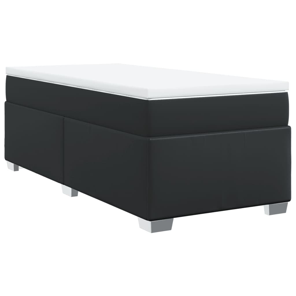 vidaXL Cama com molas/colchão 80x200 cm couro artificial preto