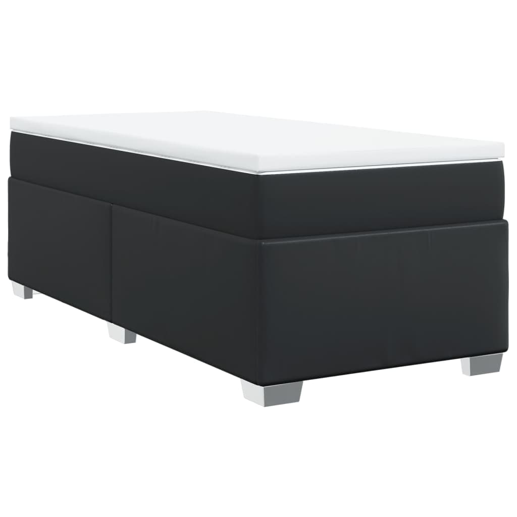vidaXL Cama com Molas/colchão 90x190 cm Couro Artificial Preto - 2848380153