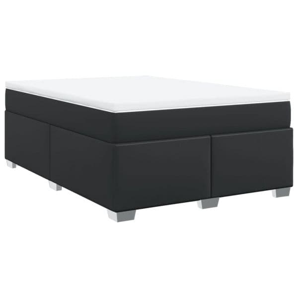 vidaXL Cama com Molas/colchão 160x200 cm Couro Artificial Preto - 2650471662