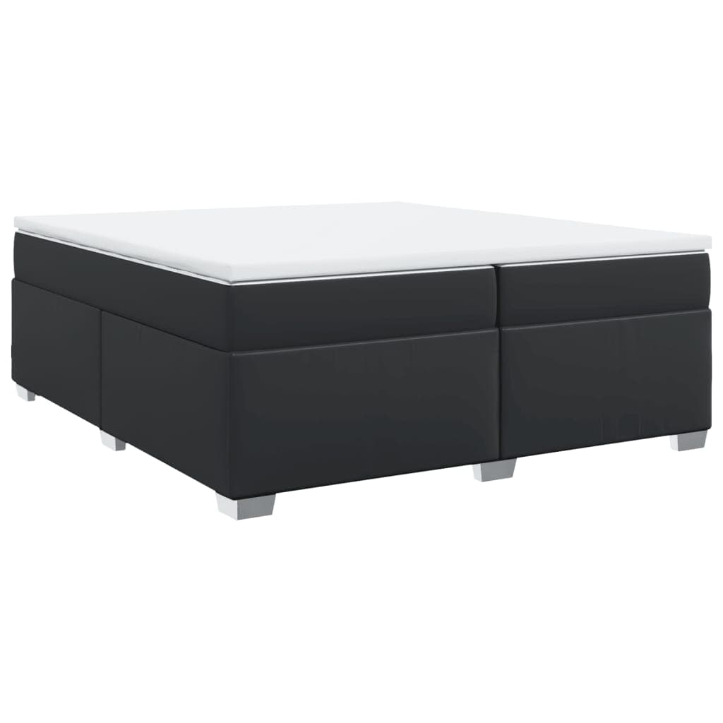vidaXL Cama com molas/colchão 200x200 cm couro artificial preto