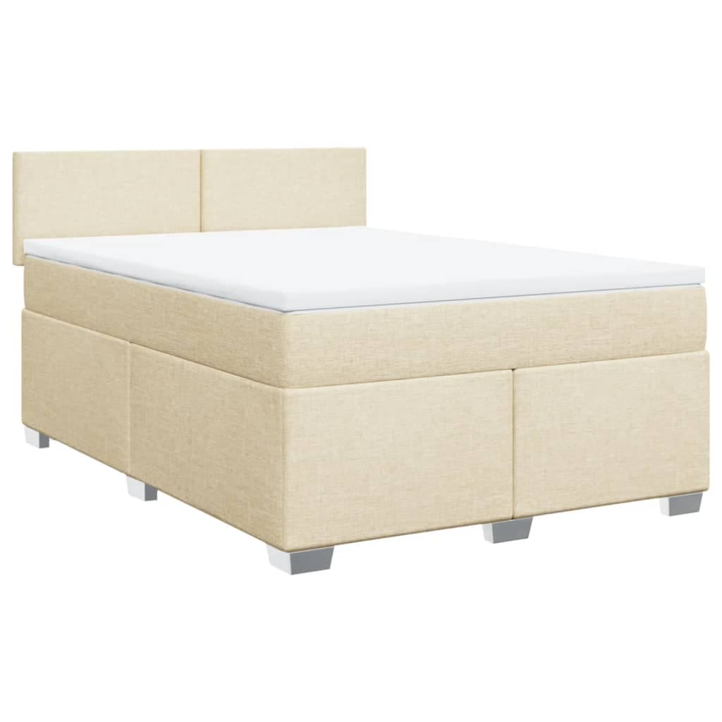 vidaXL Cama com molas/colchão 140x190 cm tecido cor creme