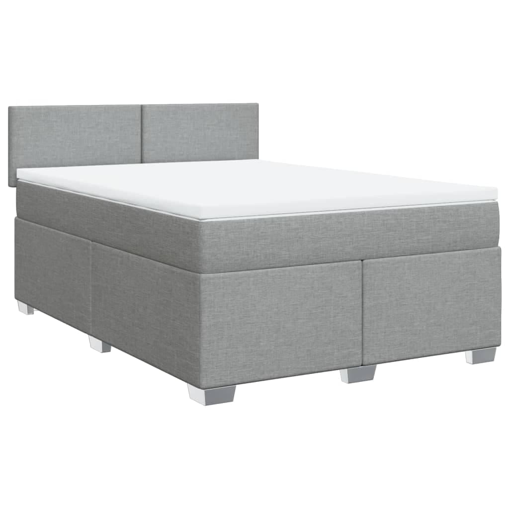 vidaXL Cama com molas/colchão 140x200 cm tecido cinzento-claro