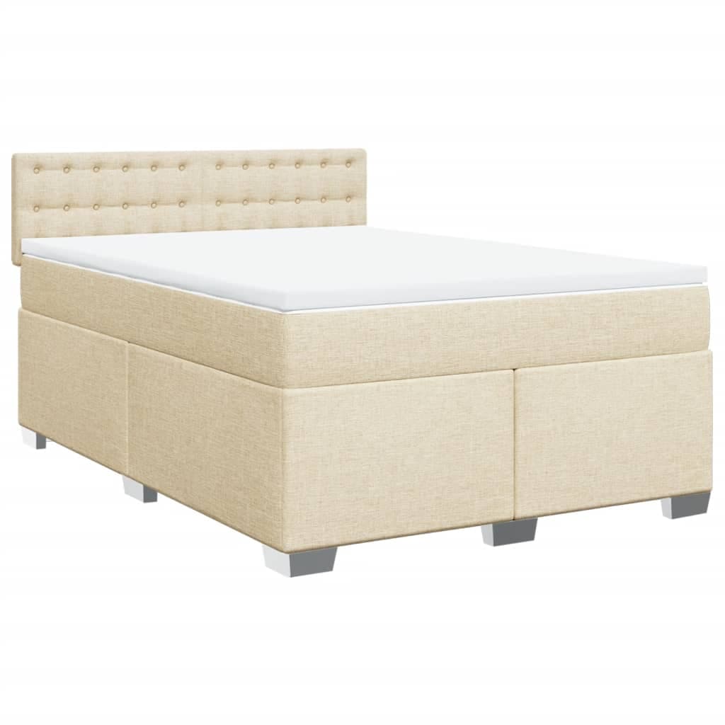 vidaXL Cama com molas/colchão 160x200 cm tecido cor creme