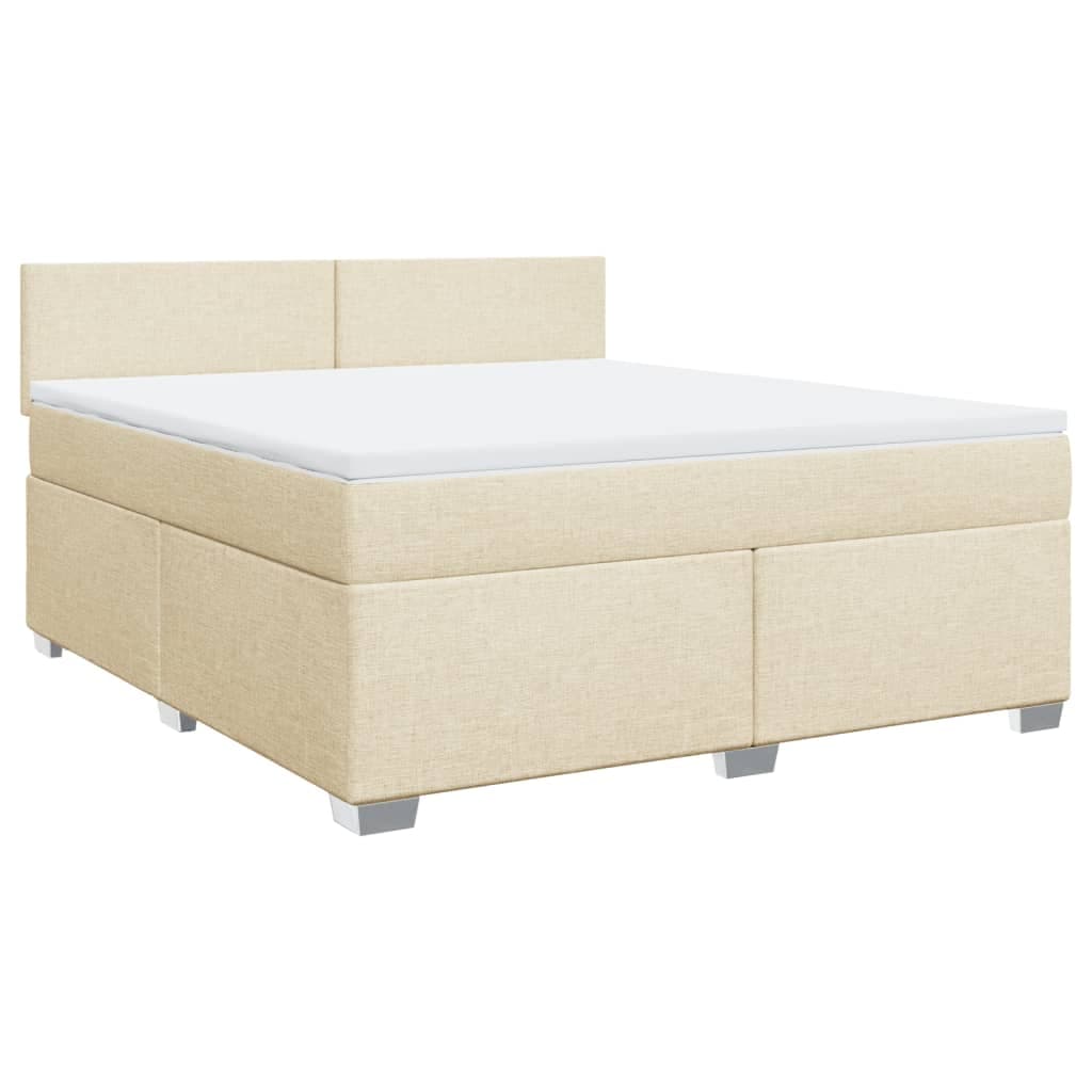 vidaXL Cama com molas/colchão 180x200 cm tecido cor creme