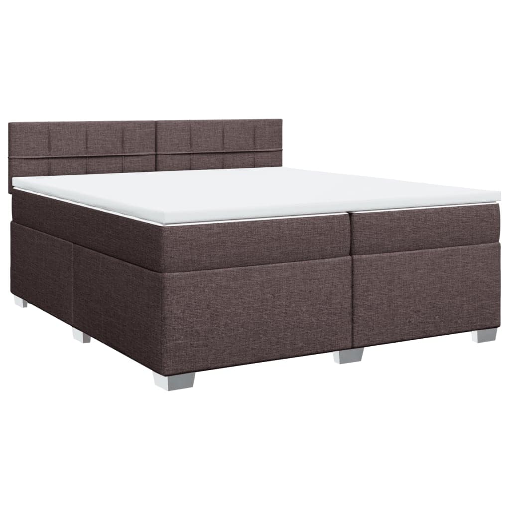 vidaXL Cama com molas/colchão 200x200 cm tecido castanho-escuro