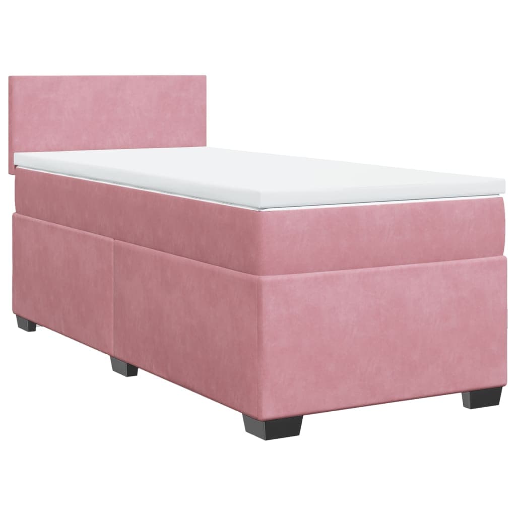 vidaXL Cama com molas/colchão 90x190 cm veludo rosa