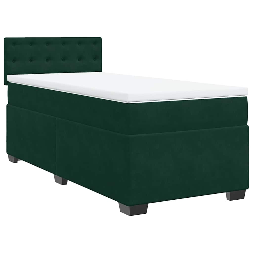 vidaXL Cama com molas/colchão 90x190 cm veludo verde-escuro