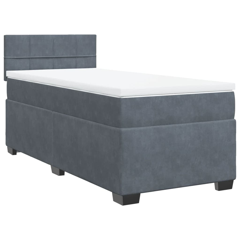 vidaXL Cama com molas/colchão 90x190 cm veludo cinza-escuro