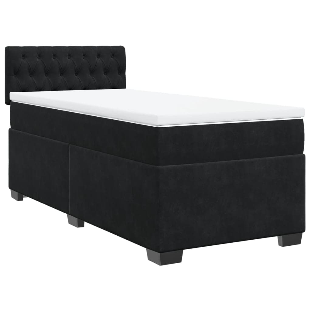 vidaXL Cama com molas/colchão 90x200 cm veludo preto