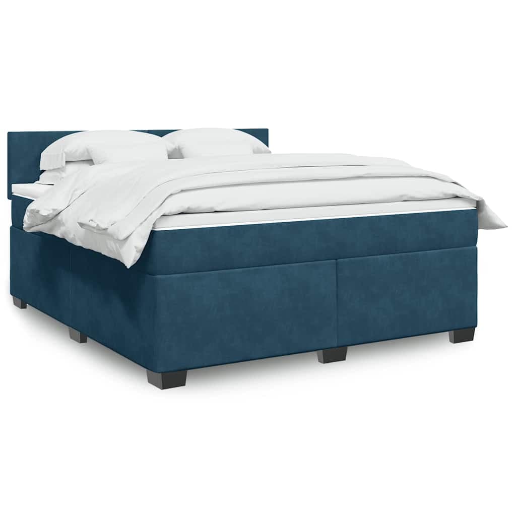 vidaXL Cama com molas/colchão 180x200 cm veludo azul