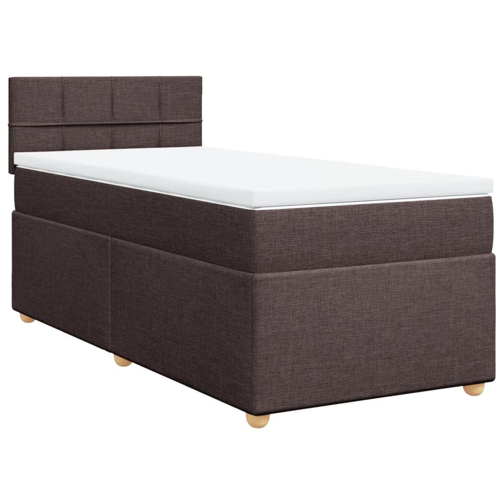 vidaXL Cama com Molas/colchão 90x190 cm Tecido Castanho-escuro - 680082070