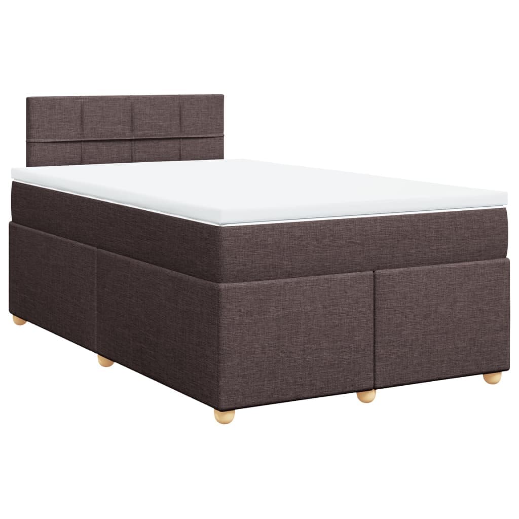 vidaXL Cama boxspring com colchão 120x190 cm tecido castanho-escuro