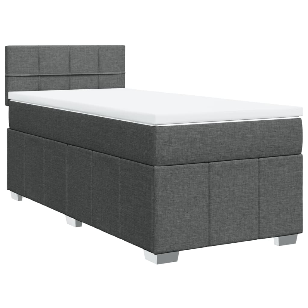 vidaXL Cama com molas/colchão 100x200 cm tecido cinza-escuro