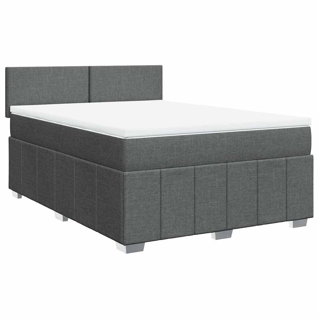 vidaXL Cama com Molas/colchão 140x190 cm Tecido Cinzento-escuro - 1343956239