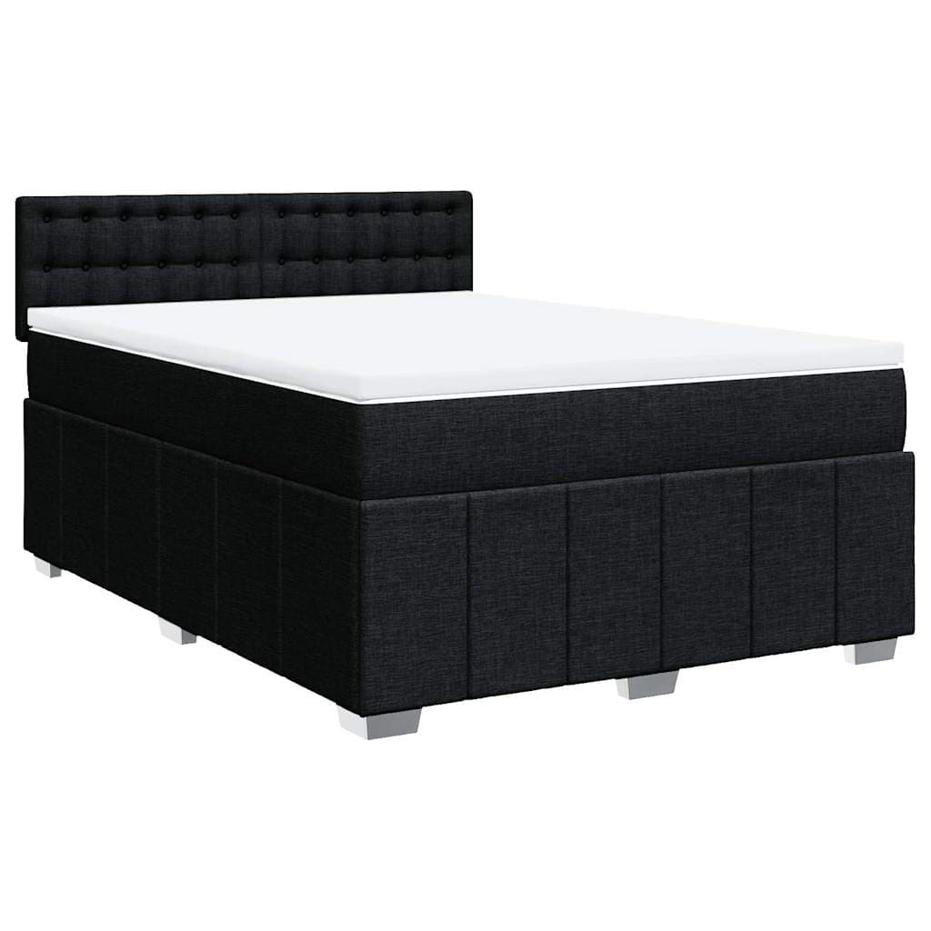 vidaXL Cama com Molas/colchão 140x200 cm Tecido Preto - 749648765