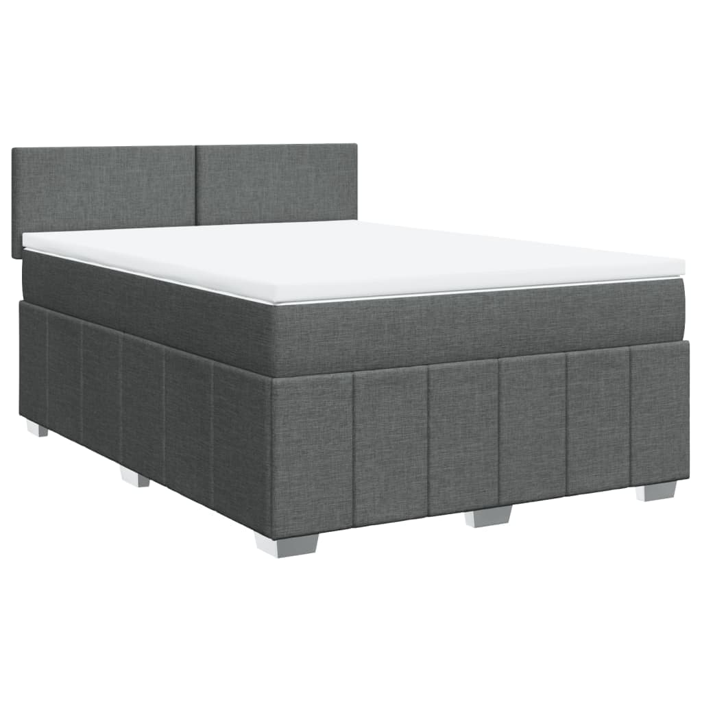vidaXL Cama com molas/colchão 160x200 cm tecido cinzento-escuro
