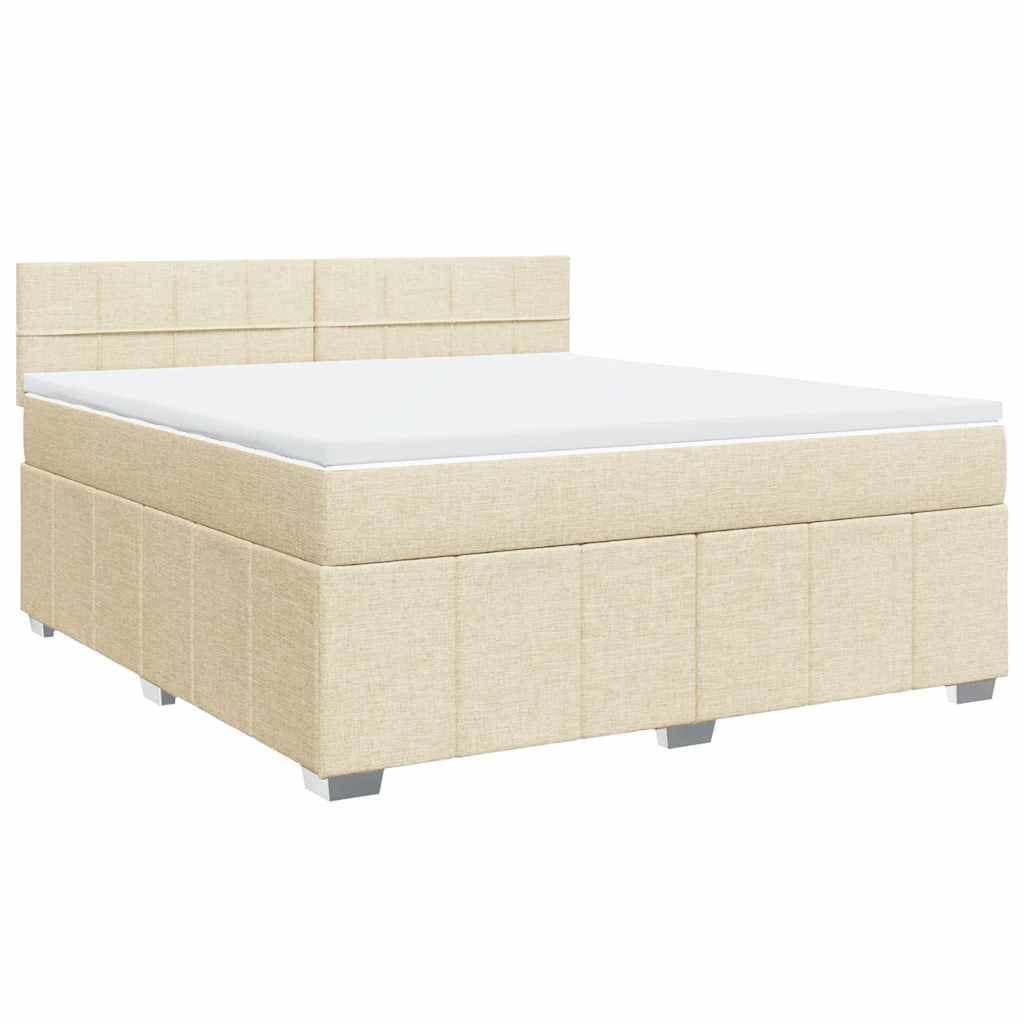 vidaXL Cama com molas/colchão 180x200 cm tecido cor creme