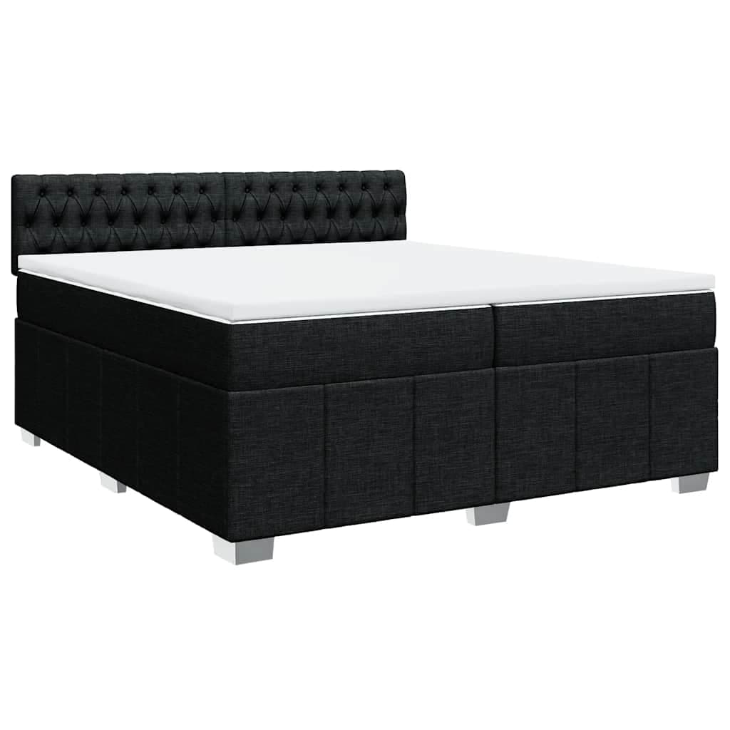 vidaXL Cama com Molas/colchão 200x200 cm Tecido Preto - 2105434319
