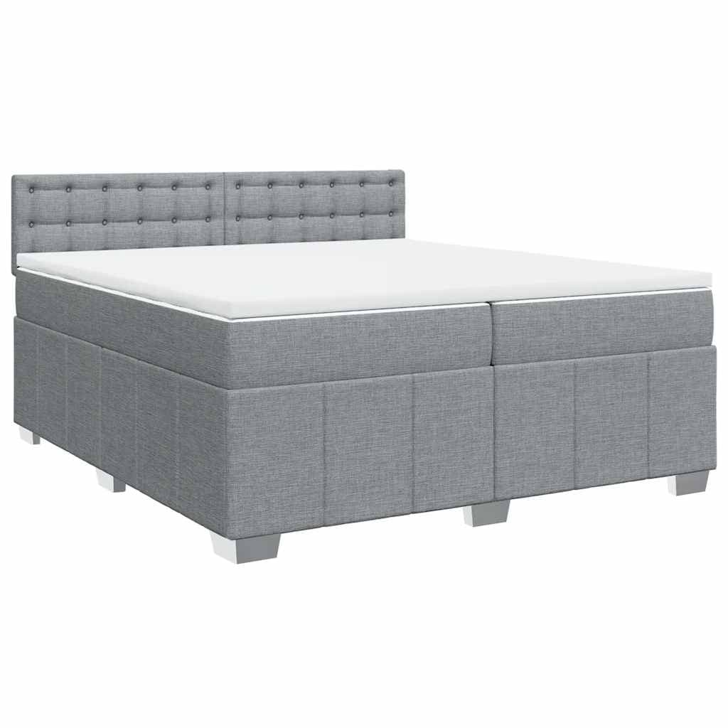 vidaXL Cama com molas/colchão 200x200 cm tecido cinza-claro