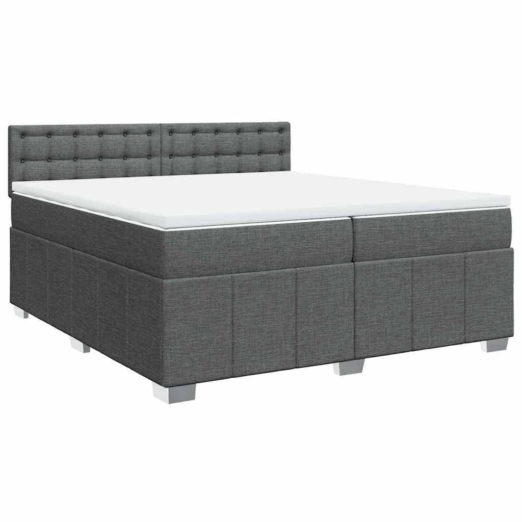 vidaXL Cama com molas/colchão 200x200 cm tecido cinzento-escuro
