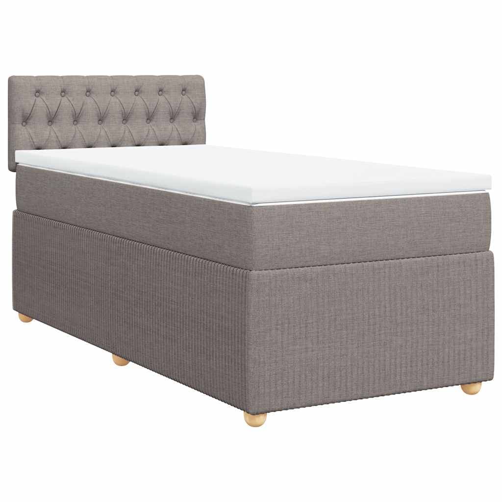vidaXL Cama com molas/colchão 80x200 cm tecido castanho-acinzentado