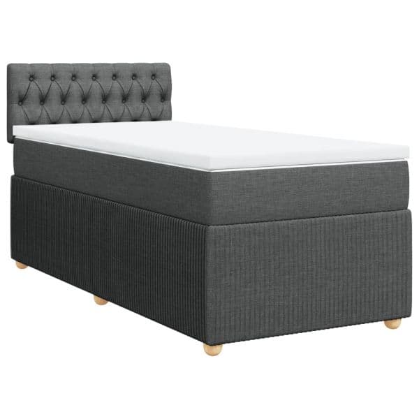 vidaXL Cama com Molas/colchão 90x190 cm Tecido Cinza-escuro - 3515446101