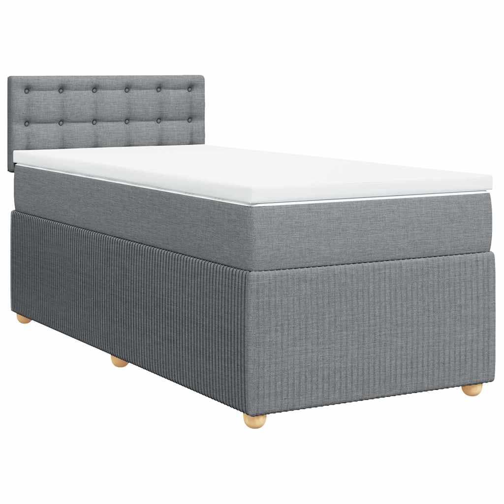 vidaXL Cama com molas/colchão 90x190 cm tecido cinzento-claro