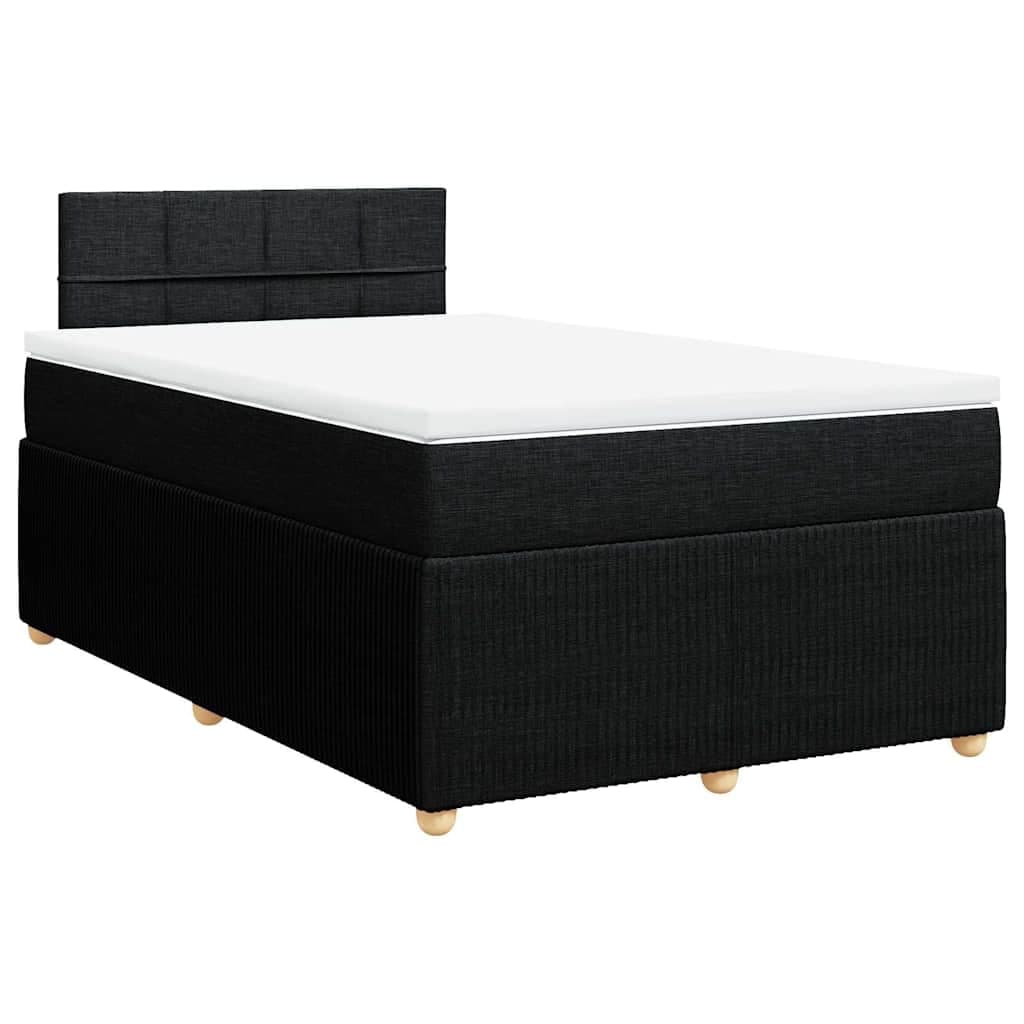 vidaXL Cama com molas/colchão 120x200 cm tecido preto