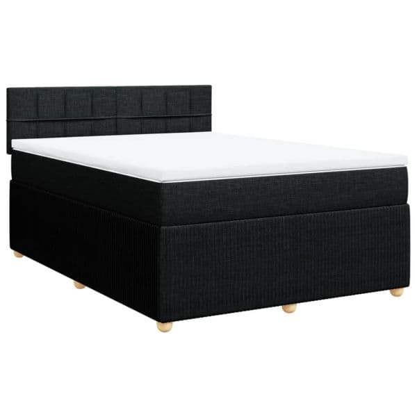 vidaXL Cama com Molas/colchão 140x200 cm Tecido Preto - 199186091
