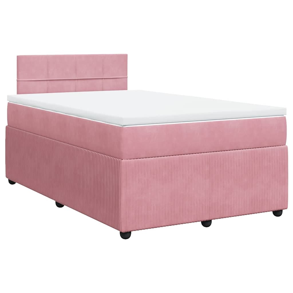 vidaXL Cama boxspring com colchão 120x200 cm veludo rosa