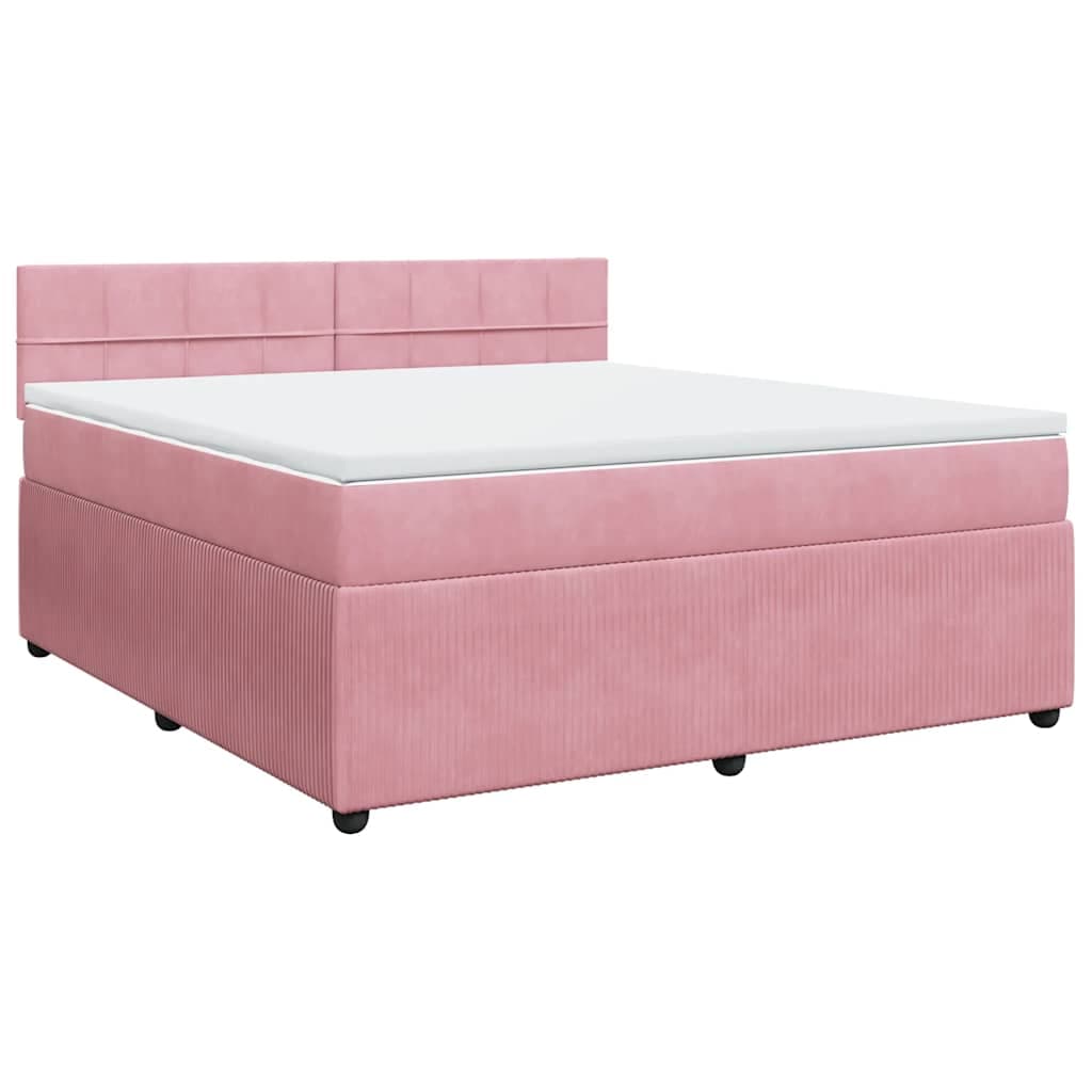vidaXL Cama com molas/colchão 180x200 cm veludo rosa