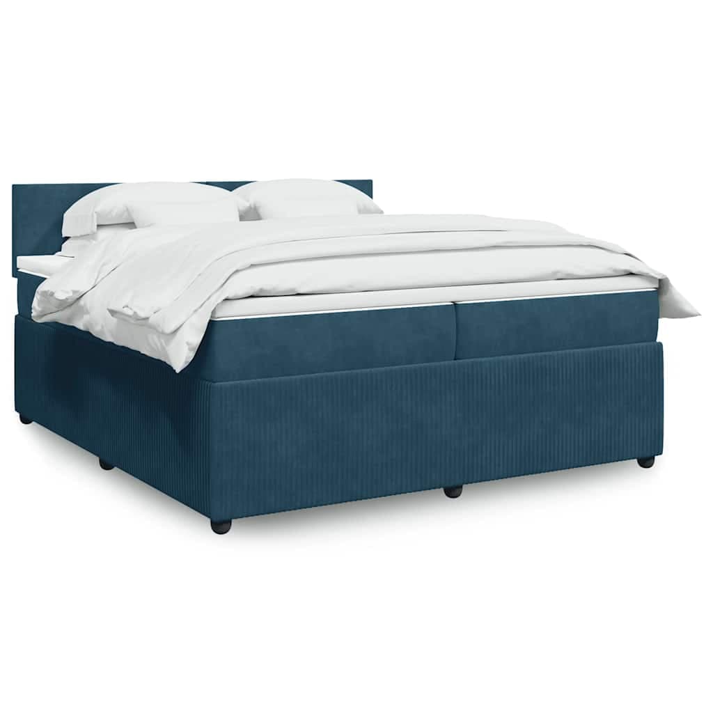 vidaXL Cama com molas/colchão 200x200 cm veludo azul