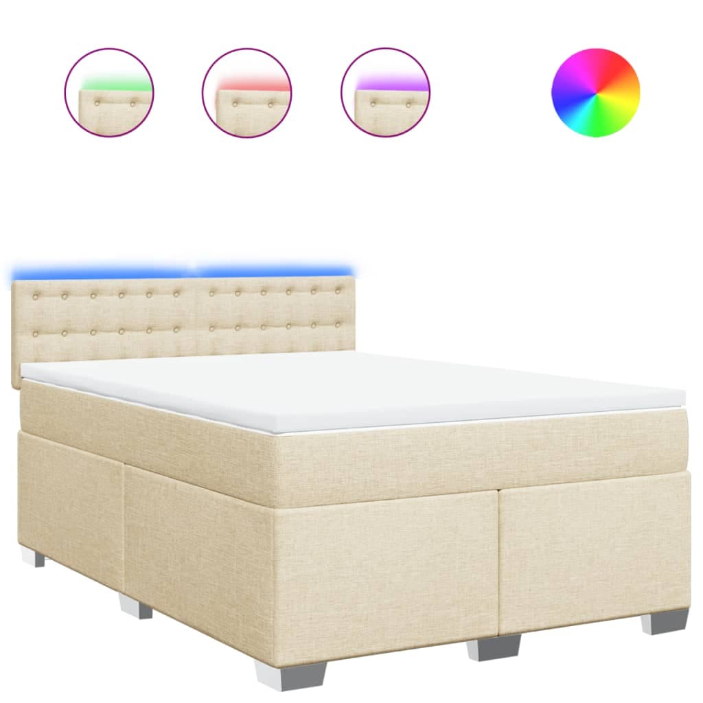vidaXL Cama com Molas/colchão 160x200 cm Tecido Cor Creme - 2604924070