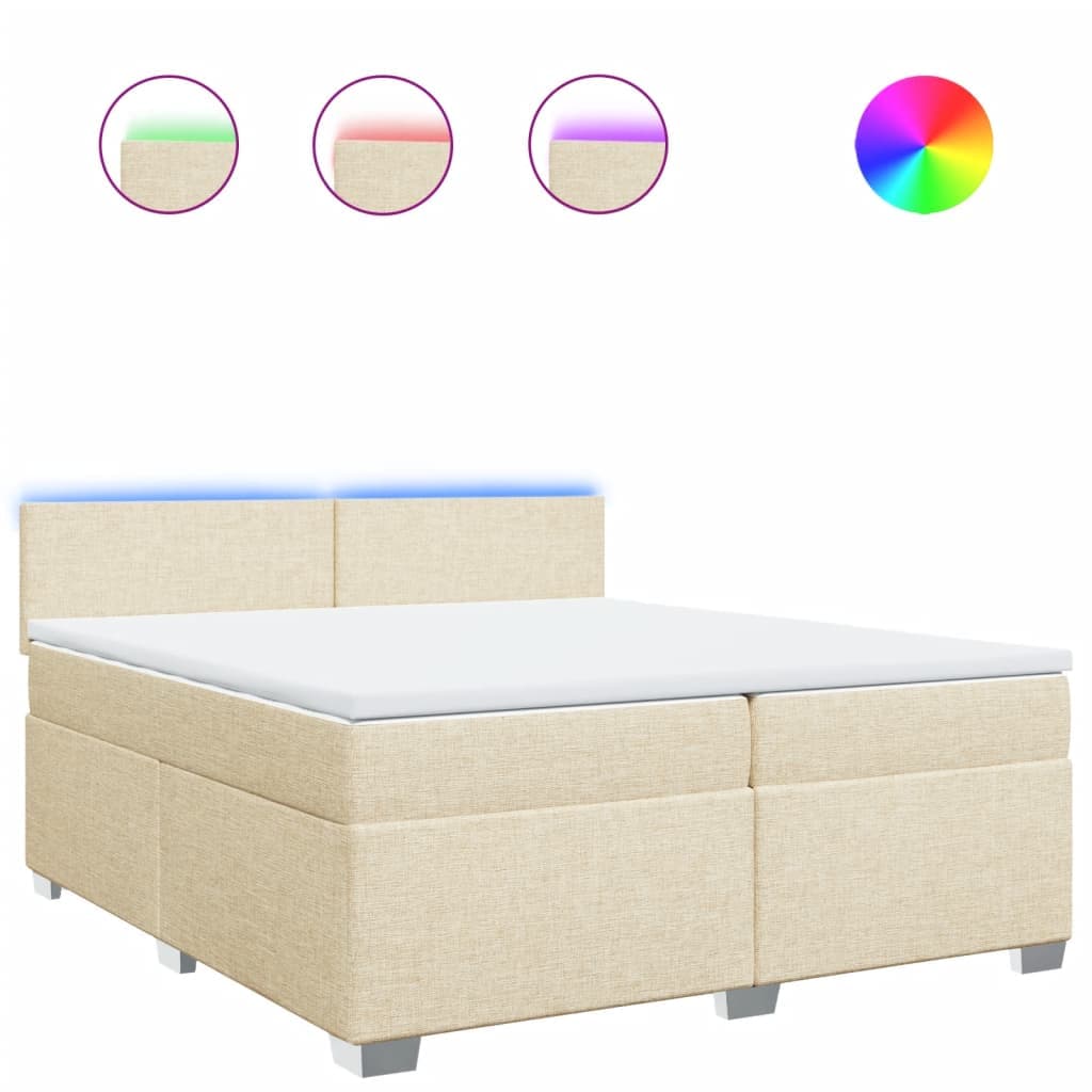 vidaXL Cama com Molas/colchão 200x200 cm Tecido Cor Creme - 2686741026
