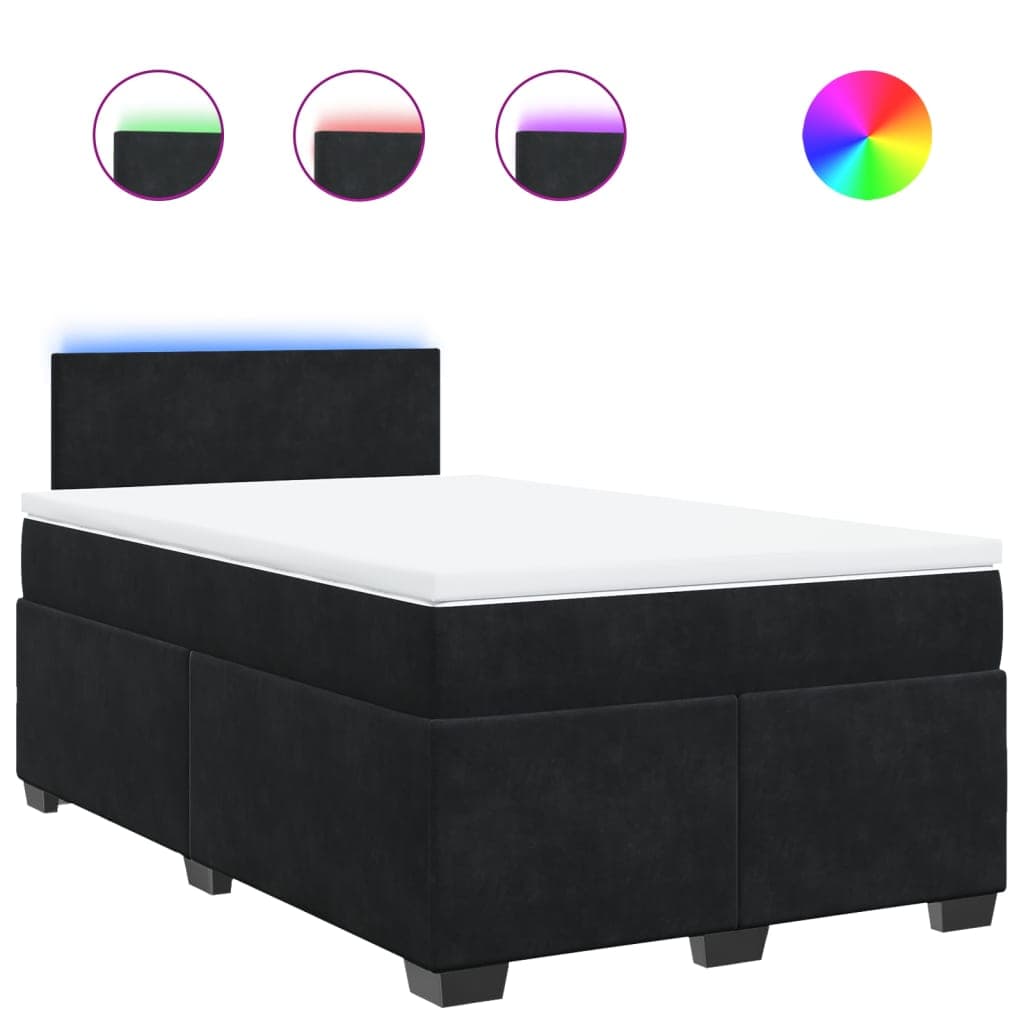 vidaXL Cama Boxspring com Colchão 120x190 cm Veludo Preto - 2545591816