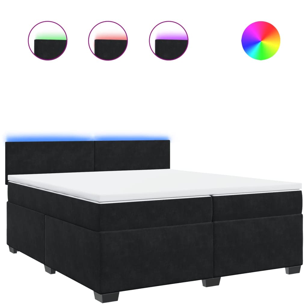 vidaXL Cama com Molas/colchão 200x200 cm Veludo Preto - 822025078
