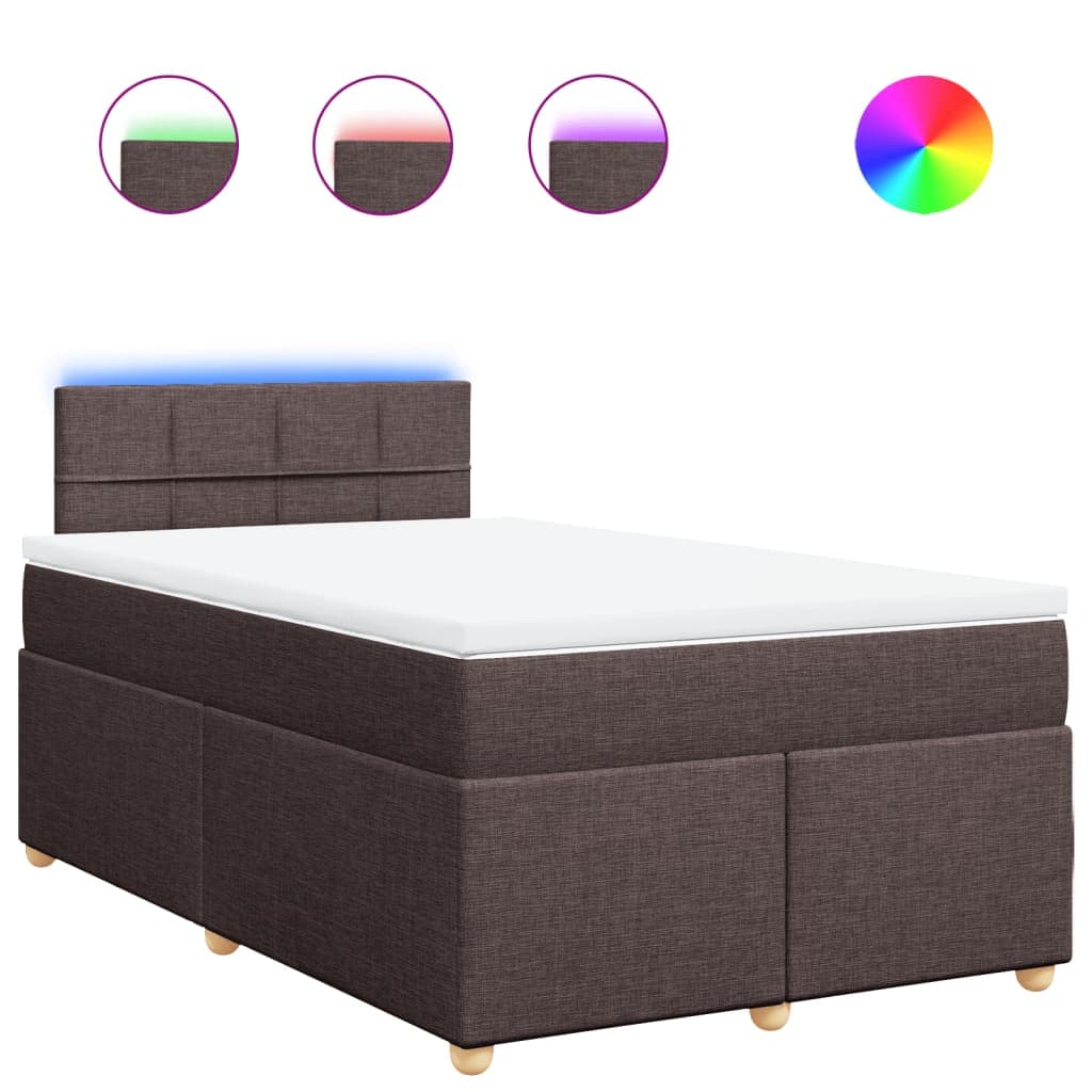 vidaXL Cama Boxspring com Colchão 120x190 cm Tecido Castanho-escuro - 948071582