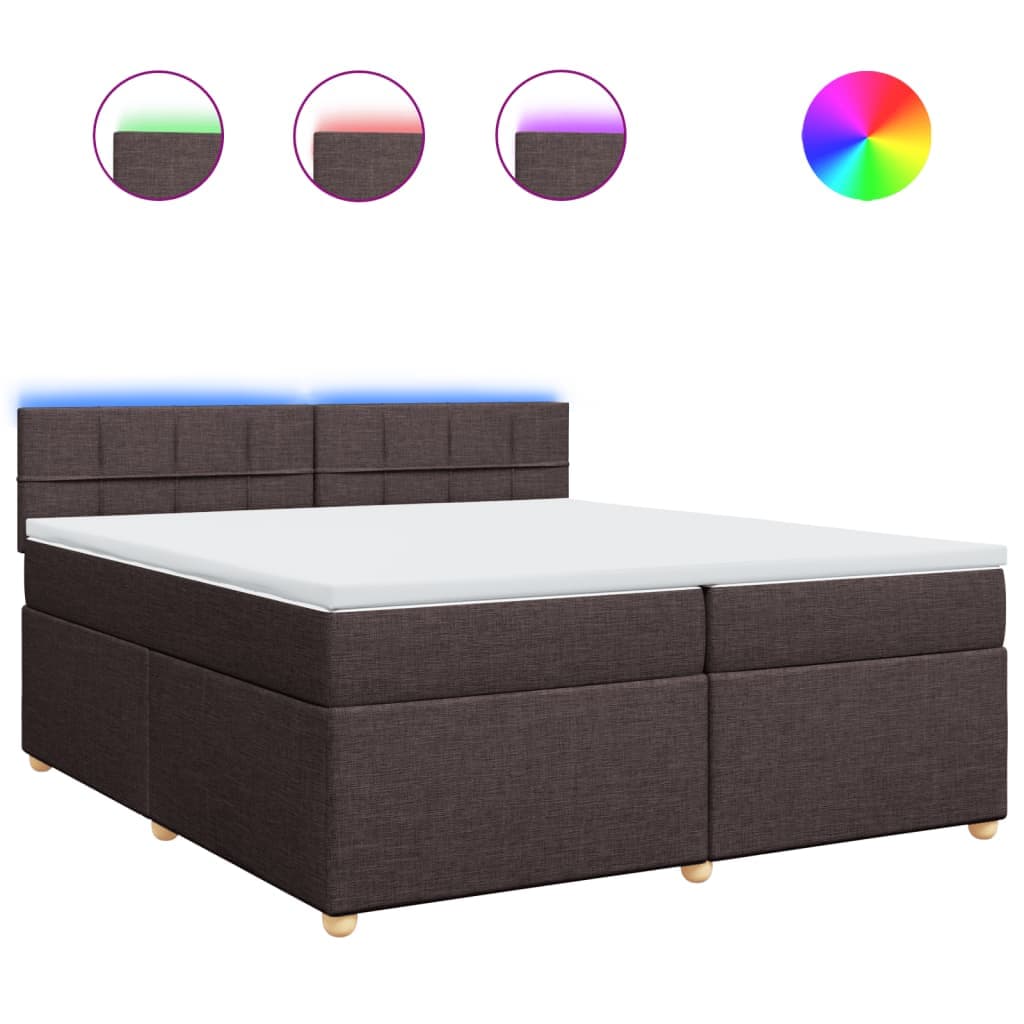 vidaXL Cama com Molas/colchão 200x200 cm Tecido Castanho-escuro - 2182449299