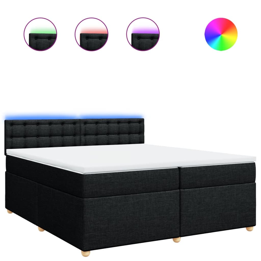 vidaXL Cama com Molas/colchão 200x200 cm Tecido Preto - 3407611991