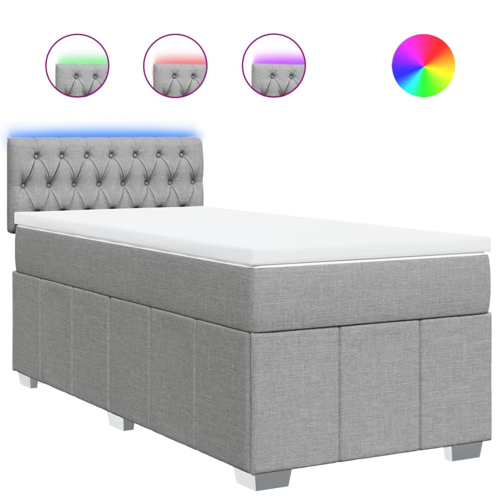 vidaXL Cama com molas/colchão 80x200 cm tecido cinza-claro