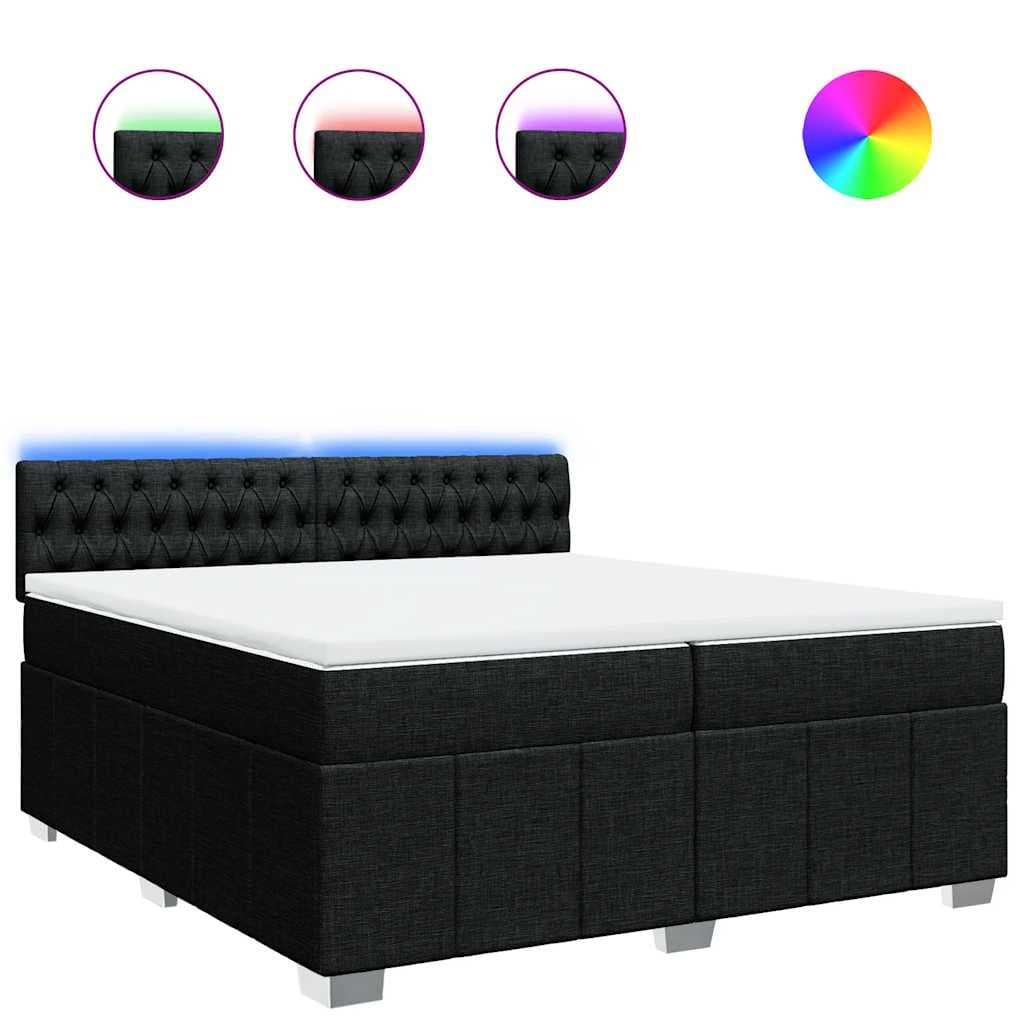 vidaXL Cama com Molas/colchão 200x200 cm Tecido Preto - 2607469847