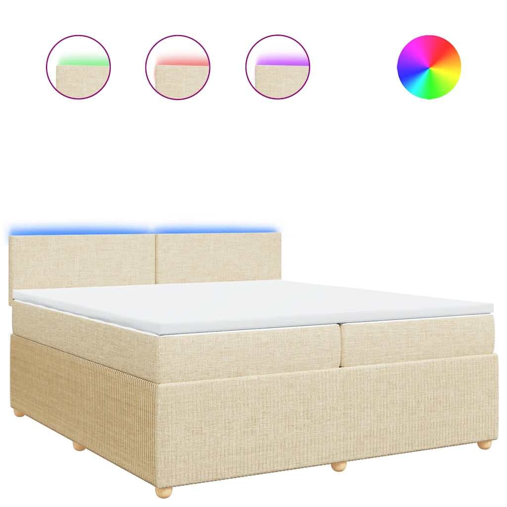 vidaXL Cama com Molas/colchão 200x200 cm Tecido Cor Creme - 2090464626