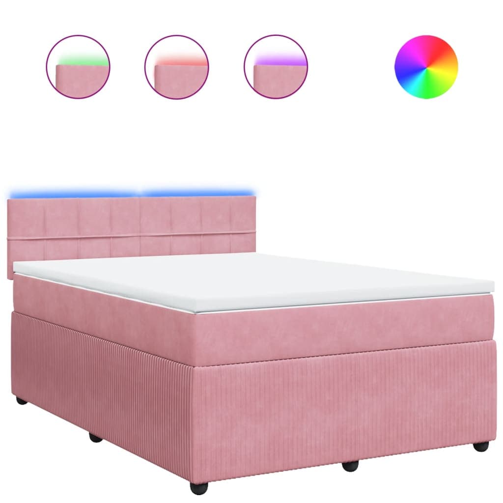vidaXL Cama com molas/colchão 160x200 cm veludo rosa