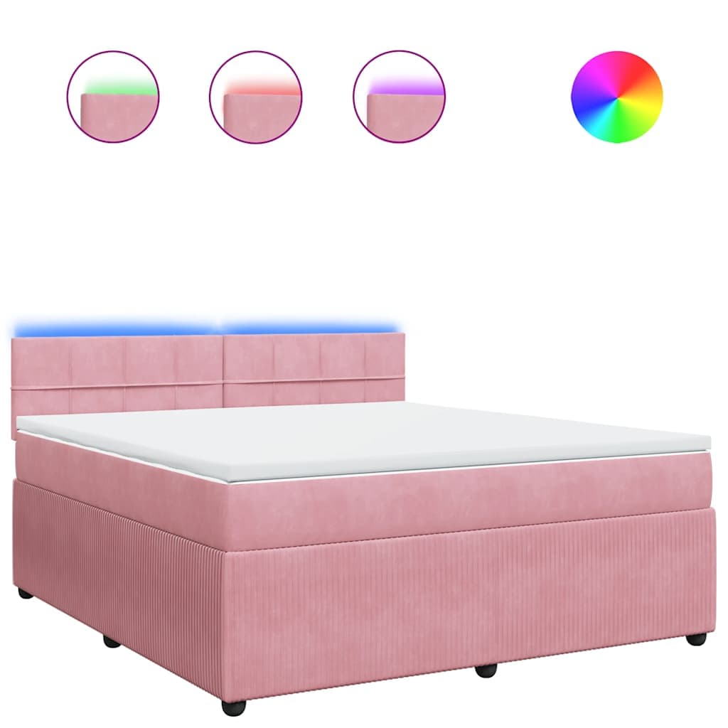 vidaXL Cama com Molas/colchão 180x200 cm Veludo Rosa - 2086747648