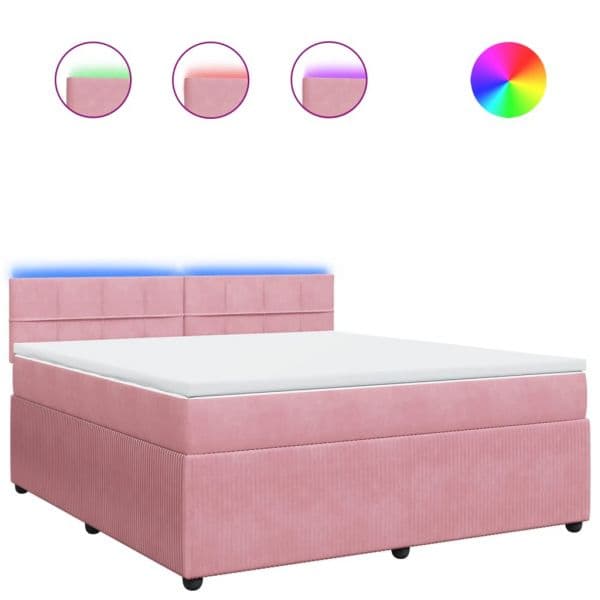 vidaXL Cama com Molas/colchão 180x200 cm Veludo Rosa - 2086747648