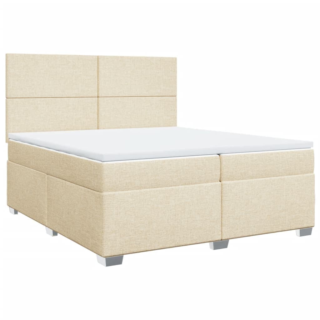 vidaXL Cama com molas/colchão 200x200 cm tecido cor creme