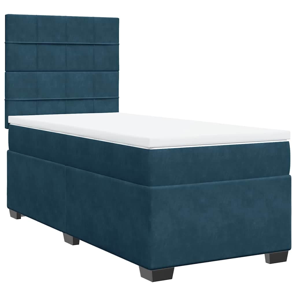 vidaXL Cama Boxspring com Colchão 100x200 cm Veludo Azul - 945479593