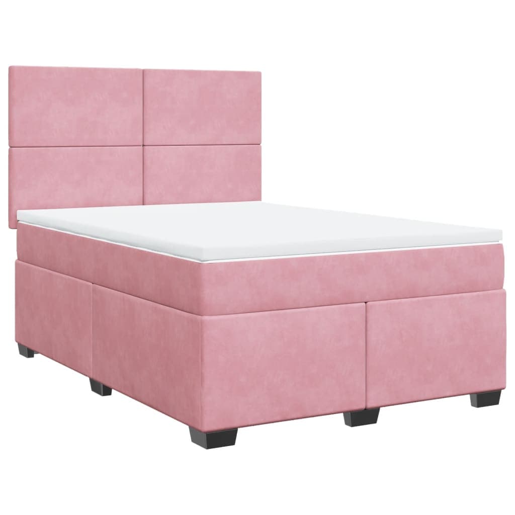 vidaXL Cama com Molas/colchão 140x200 cm Veludo Rosa - 1468314697