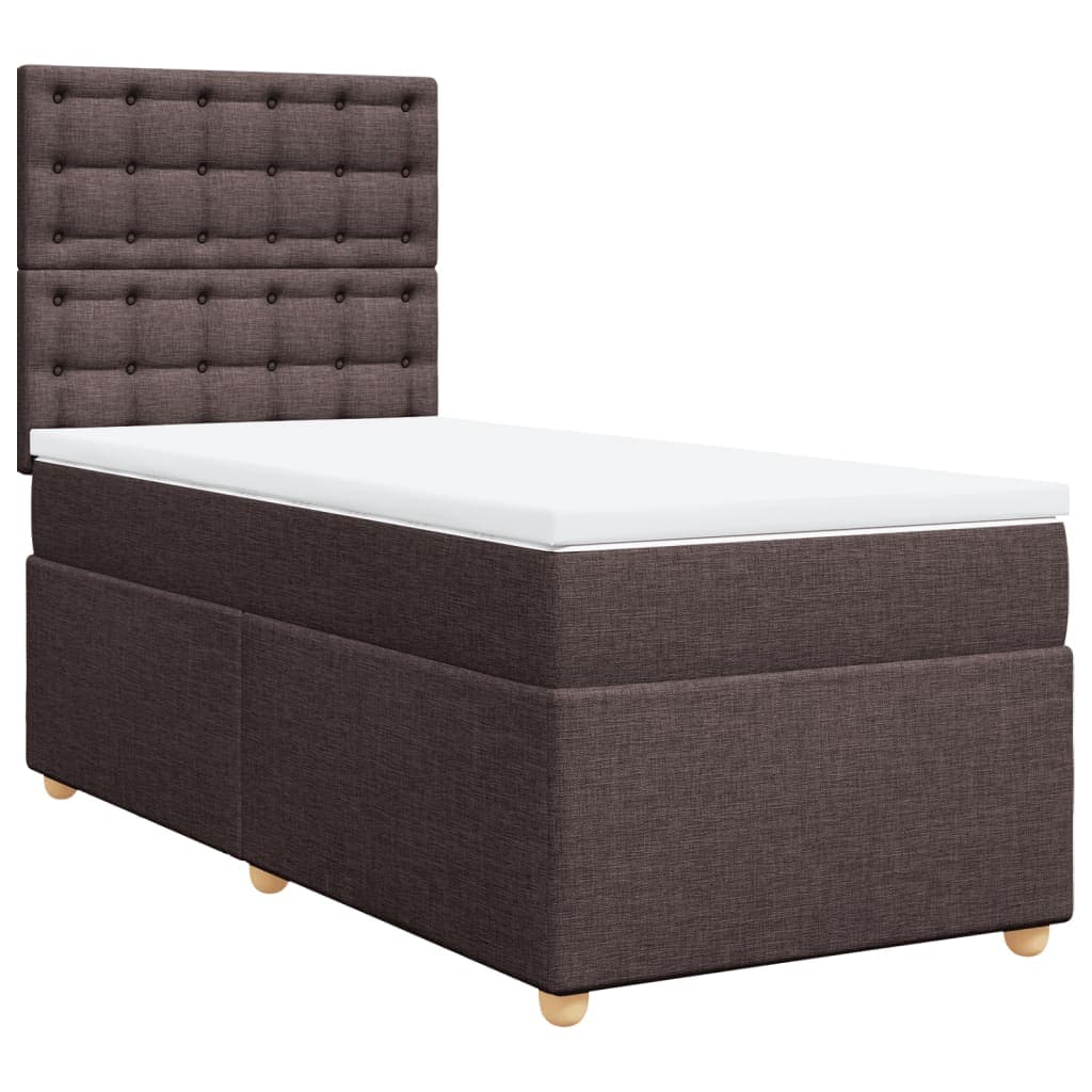 vidaXL Cama com Molas/colchão 90x200 cm Tecido Castanho-escuro - 1645793978