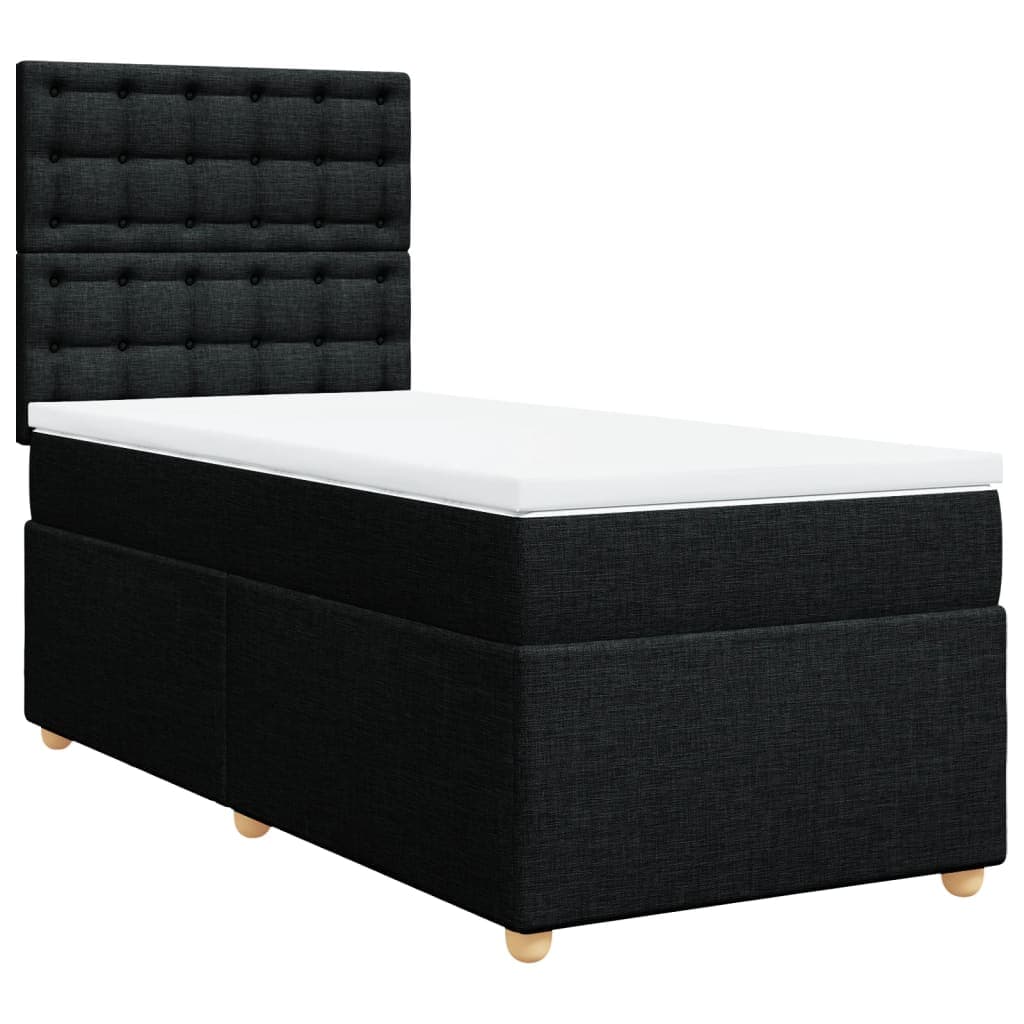 vidaXL Cama com Molas/colchão 100x200 cm Tecido Preto - 920875848